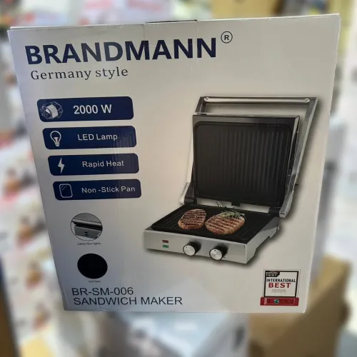 Panineuse Et Grill Grande Brandmann - 2000W Avec Button Minuterie et Temperature - بانينوز و شواية