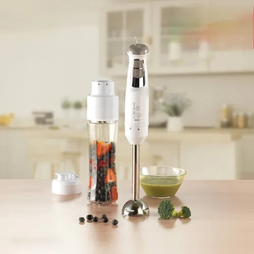 Bras Mixeur Avec Mini Blender 2 En 1 SilverCrest - 600W 2 Vitesses - Verre Doseur 0.6L
