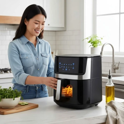 Friteuse Air Fryer Sans Huile 6.5L 1700W Avec Fenêtre Bergmann - مقلاة هوائية