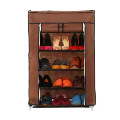 Porte Chaussures - Armoire a chaussures 5 étages Tissu pour rangement - Marron خزانة ترتيب الاحذية