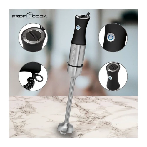 Bras Mixeur Plongeant Inox avec 4 lames 1000W Proficook خلاط يدوي