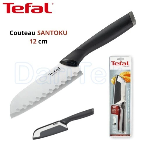Couteau Santoku Tefal Comfort 12 cm en Acier inoxydable avec Etui de Protection