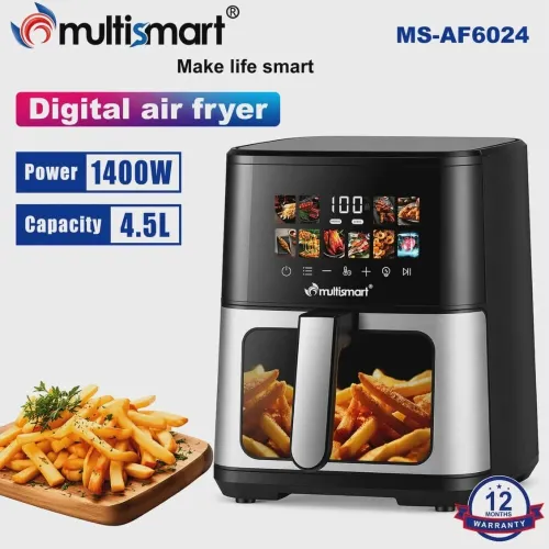 Air Fryer Friteuse Sans Huile Multismart 4.5L 1400W avec Ecran Tactile et 10 Programmes Prédéfinis - MS-AF6024