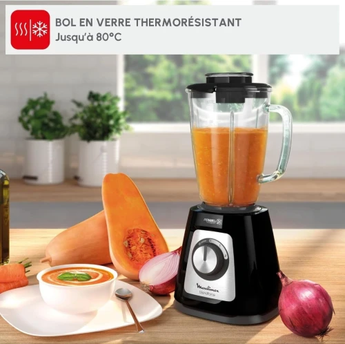 Blender Mixeur Moulinex BlendForce En Verre 1.75L 800W - 2 Vitesses + Fonction Pulse et Verre Doseur