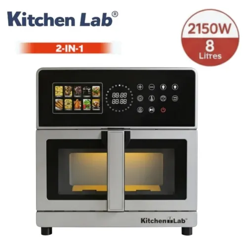 Friteuse Air Fryer Inox 8L 2150W à air Double Résistances Écran Tactile Fenêtre Visible - 10 Programmes - KitchenLab Easy Fry & Grill
