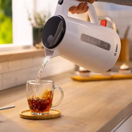 Bouilloire Électrique BOSCH Sans Fil 1.7L 2400W avec Filtre Anti Calcaire Blanc - غلاية كهربائية