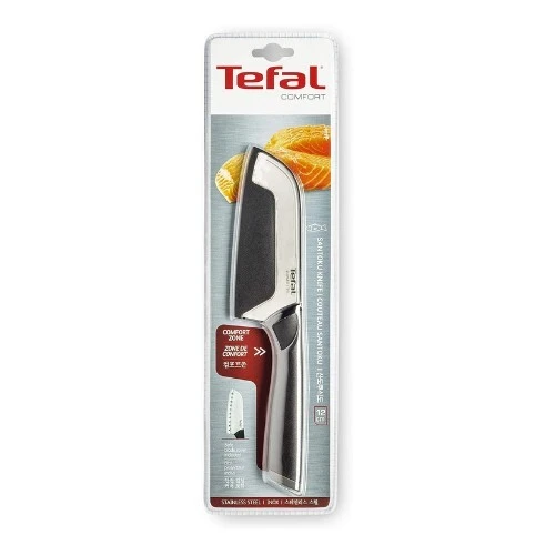 Couteau Santoku Tefal Comfort 12 cm en Acier inoxydable avec Etui de Protection