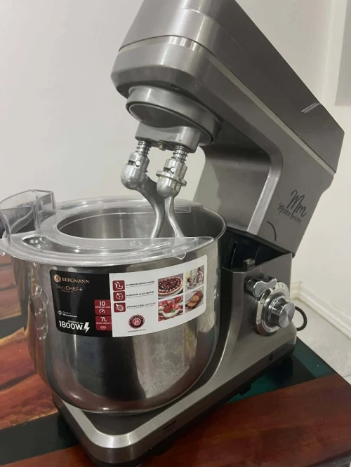 Bergmann Robot Pétrin Pâtissier Double Crochet 7L 1800W 10 Vitesses - Master Mixer - عجانة