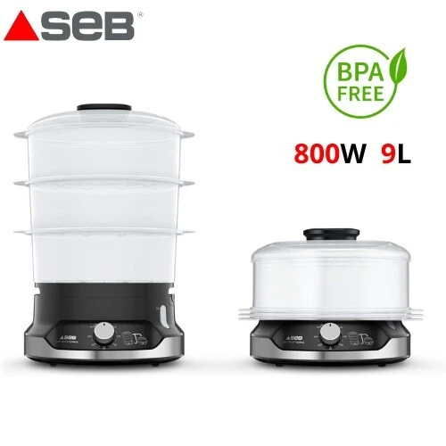 Cuiseur Vapeur Seb Ultracompact 3 Étages 800W 9L avec Minuterie et SANS BPA - VC204800