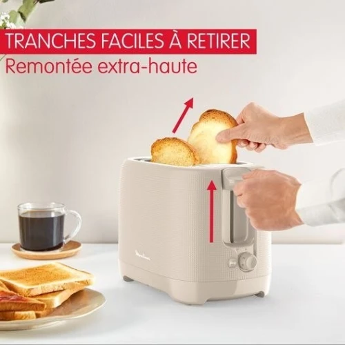 Grille Pain Moulinex Morning 2 Fentes 850W avec 7 Niveaux de Dorage -