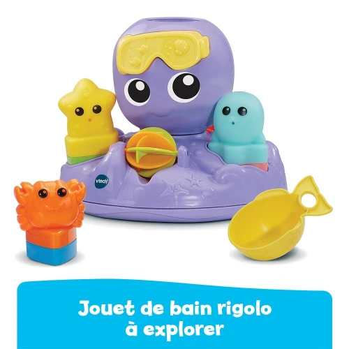 VTech Julie Ma Pieuvre Toupie de Bain - Jouet Amusant Forme Pieuvre pour enfants - Cadeau Ideale
