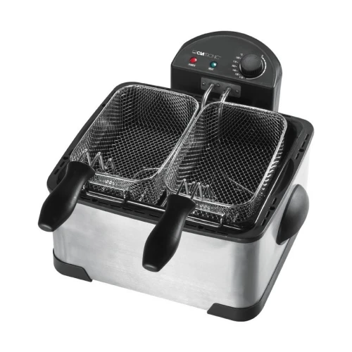  Friteuse Double a Huile avec 3 paniers - 4 Litres 2000W En Inox Clatronic قلاية كهربائية بالزيت
