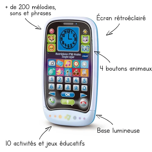 Smartphone VTech P'tit Genius Magic Light - Téléphone éducatif interactif Cadeau pour enfants