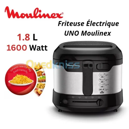 Friteuse Électrique a huile 1.8L 1600W 1KG UNO - Moulinex AF215D10
