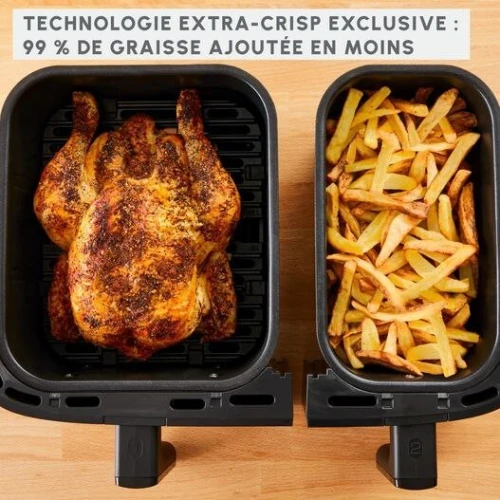 Friteuse Air Fryer Moulinex Double Tiroirs 8.3 L 2700 W À Air Chaud - 7 Programmes Tactile - قلاية