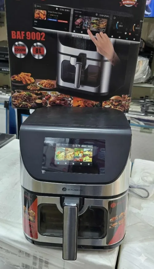 Friteuse Air Fryer Sans Huile Bergmann 8L 2200W Façade En Inox Double Resistance - مقلاة هوائية