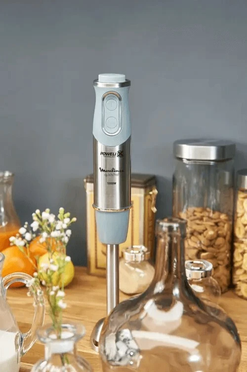 Bras Mixeur 3en1 Plongeant Moulinex QuickChef 1000W et 10 Vitesses avec Hachoir et Verre doseur