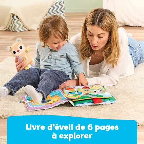 VTech Grand Livre Toudoux des Découvertes - Livre sensoriel En tissu avec Peluche interactive