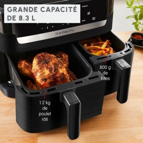 Friteuse Air Fryer Moulinex Double Tiroirs 8.3 L 2700 W À Air Chaud - 7 Programmes Tactile - قلاية