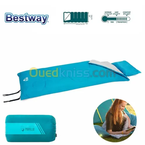Sac de Couchage -11 degrée pour camping et bivouac Pavillo Bestway فرشة وحقيبة نوم و تخييم