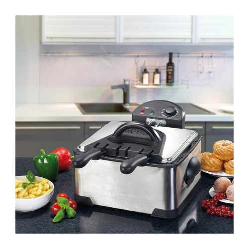  Friteuse Double a Huile avec 3 paniers - 4 Litres 2000W En Inox Clatronic قلاية كهربائية بالزيت