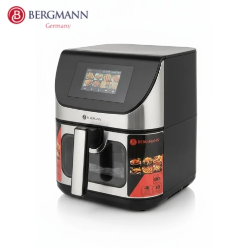 Friteuse Air Fryer Sans Huile Bergmann 8L 2200W Façade En Inox Double Resistance - مقلاة هوائية