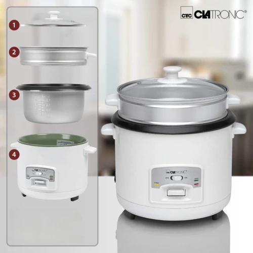 Cuiseur À Riz Et Vapeur Clatronic 2en1 2.5L 700W - Revêtement Anti-adhesif