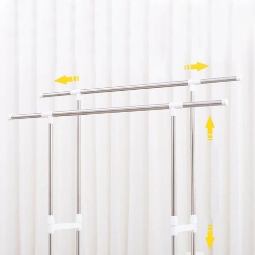 Penderie Double Barre 60 KG Avec 4 Roux en Inox