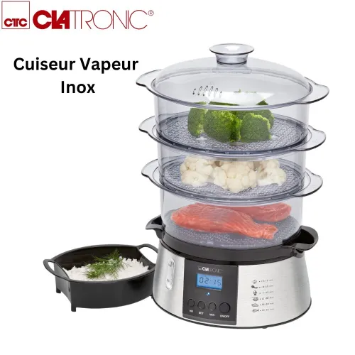 Cuiseur vapeur Électrique En Inox Avec 3 Récipients Clatronic جهاز الطبخ بالبخار مع 3 حاويات