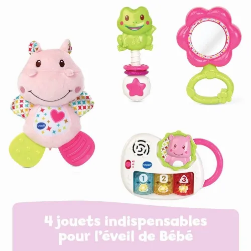 Coffret Naissance Éveil Des Sens Avec Piano interactif, Hippo Et Hochet Jeu Pour Enfants - VTech