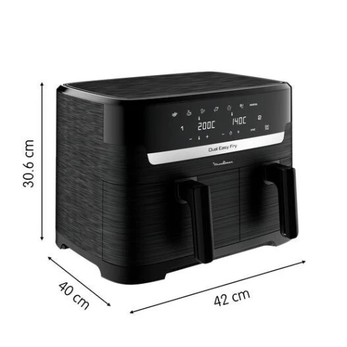 Friteuse Air Fryer Moulinex Double Tiroirs 8.3 L 2700 W À Air Chaud - 7 Programmes Tactile - قلاية