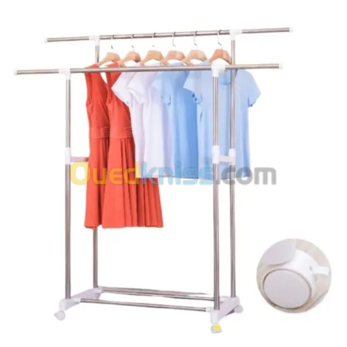 Penderie Double Barre 60 KG Avec 4 Roux en Inox