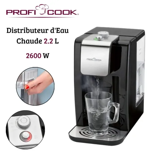 Distributeur D'Eau Chaude PROFICOOK 2.2L 2600W Avec 5 Niveaux De Température - PC-HWS 1168