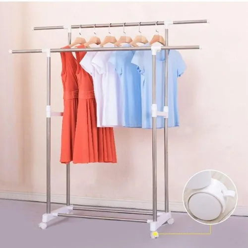 Penderie Double Barre 60 KG Avec 4 Roux en Inox
