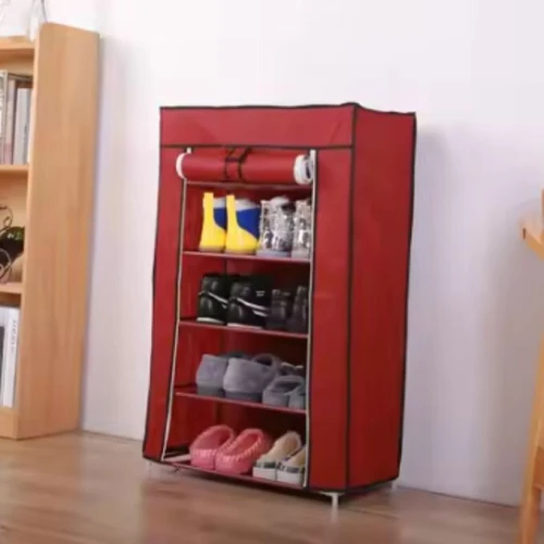 Porte Chaussures - Armoire a chaussures 5 étages pour rangement Tissu - Grenat خزانة ترتيب الاحذية