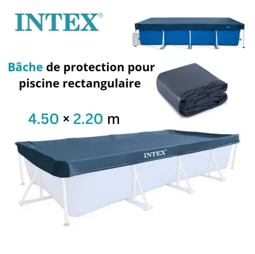 Bâche et Couverture De Protection pour Piscine Rectangulaire 4.50m x 2.20m 4 saisons Intex 