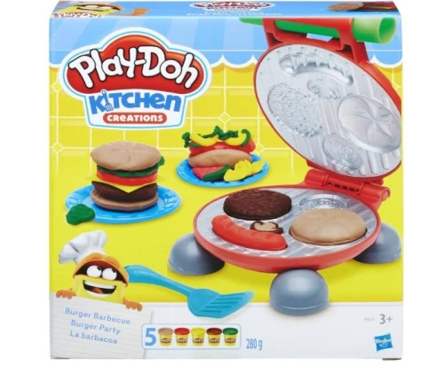 Play-Doh Set de Pate a Modeler Burger Barbecue avec 5 Pots - Kitchen Creations Cadeau pour enfants
