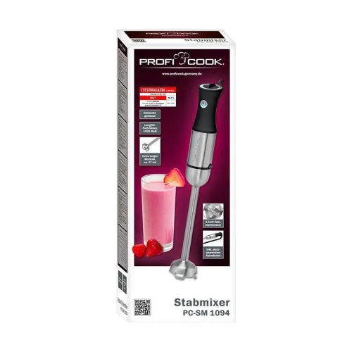 Bras Mixeur Plongeant Inox avec 4 lames 1000W Proficook خلاط يدوي