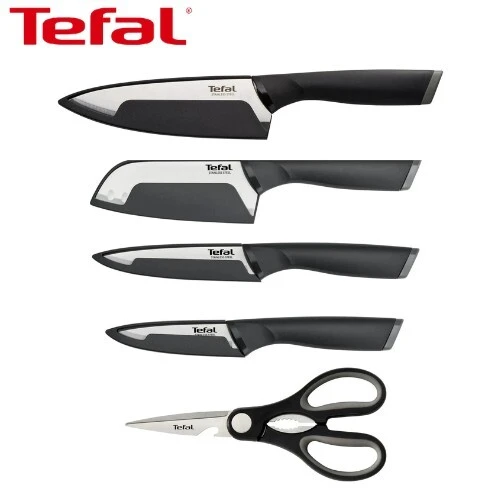 Ensemble de Couteaux Tefal Comfort 05 Pièces en Acier Inoxydable avec Ciseau et Etuis de Protection - K2215S55