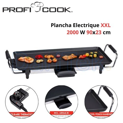 Plancha et Grill Électrique Proficook 2000W XXL 90 x 23 cm avec Thermostat Réglable PC-TYG 1120