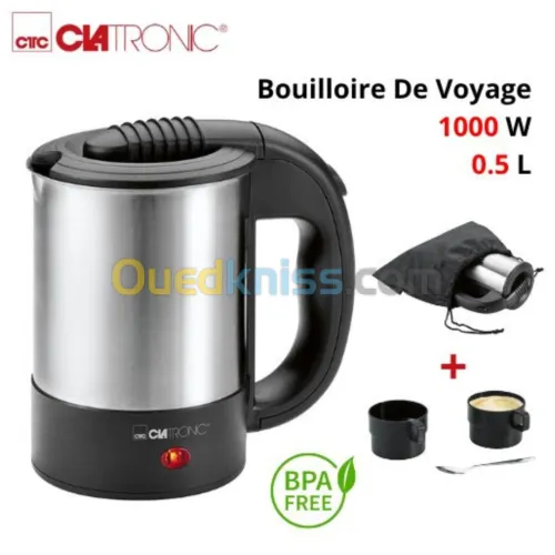 Bouilloire électrique De Voyage 0.5L 1000W Clatronic - غلاية كهربائية مناسبة للسفر