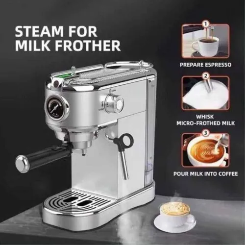 Machine A Café A Bras 4 EN 1 BOMANN 1450 W 19 Bars Inox - ماكينة قهوة 4 في 1