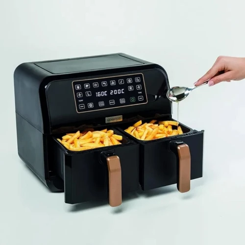 Friteuse Air Fryer sans huile KENWOOD 1700W 8L Double Panier et Bacs XXXL Dual Zone Technologie - Écran Tactile et 8 Programmes - kHealthy FRY TWIN
