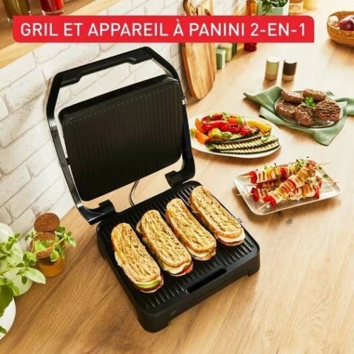 Panineuse et Grill À Viande TEFAL 2000W avec Thermostat Réglable Antiadhésives Inicion Adjust Grill 