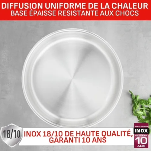 Batterie De Cuisine TEFAL 20 pièces à poignée amovible inox anti-adhésif - Poêle et Casseroles 