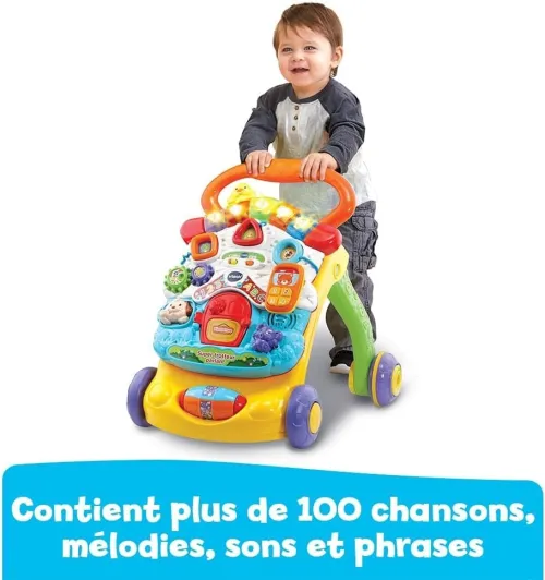 VTech Super Trotteur Parlant 2En1 pour Bébé Pliable Orange - Version FR - Cadeau Bébé