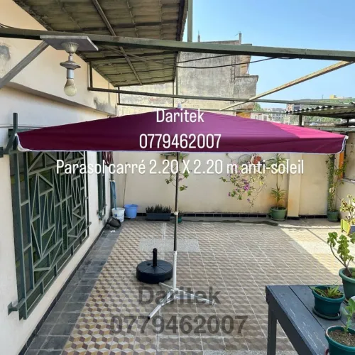 Parasol Carré 2.20m X 2.20m pour  Jardin Terasse extérieur Trés Solide - باراسول