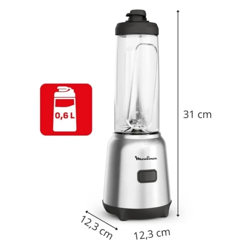 Blender Mixeur Électrique Moulinex 600mL 300W 1 Vitesse Avec 2 Bouteilles À Emporter - Mix and Move