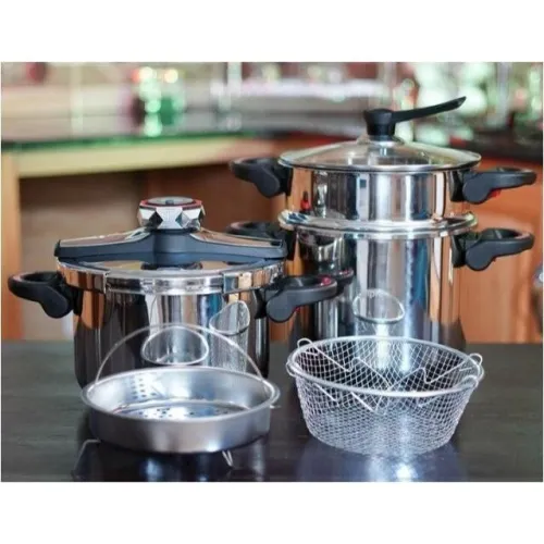 UniPro Cocotte Minute Autocuiseur 7 + 5 Litres 11 Pièces Inox Avec Minuterie - Compatible Tous Feux