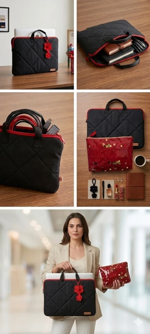 Sac ordinateur handmade + trousse multi-usage